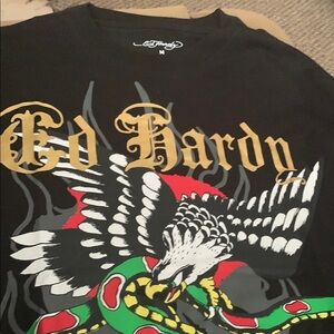 Ed Hardy Black and White Short Sleeve Tee with Eagle Design